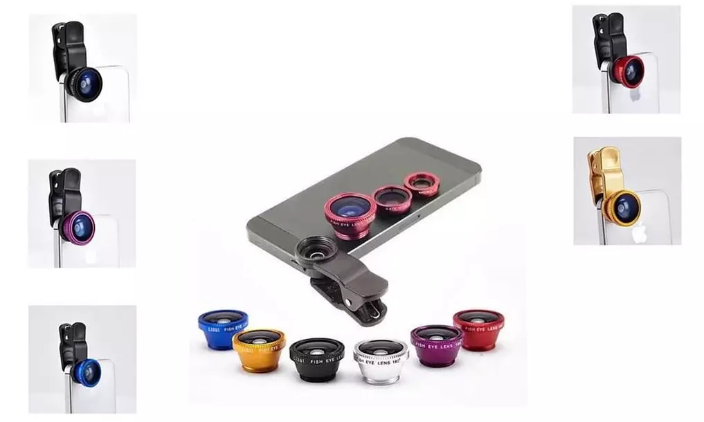3-in-1 Universal Clip on Smartphone Camera Lens - 6 Colors - Primary Image