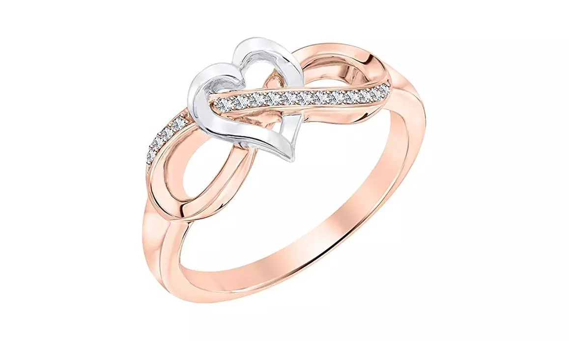 Infinity Heart Crossover Ring Band Plated in 18K Rose Gold