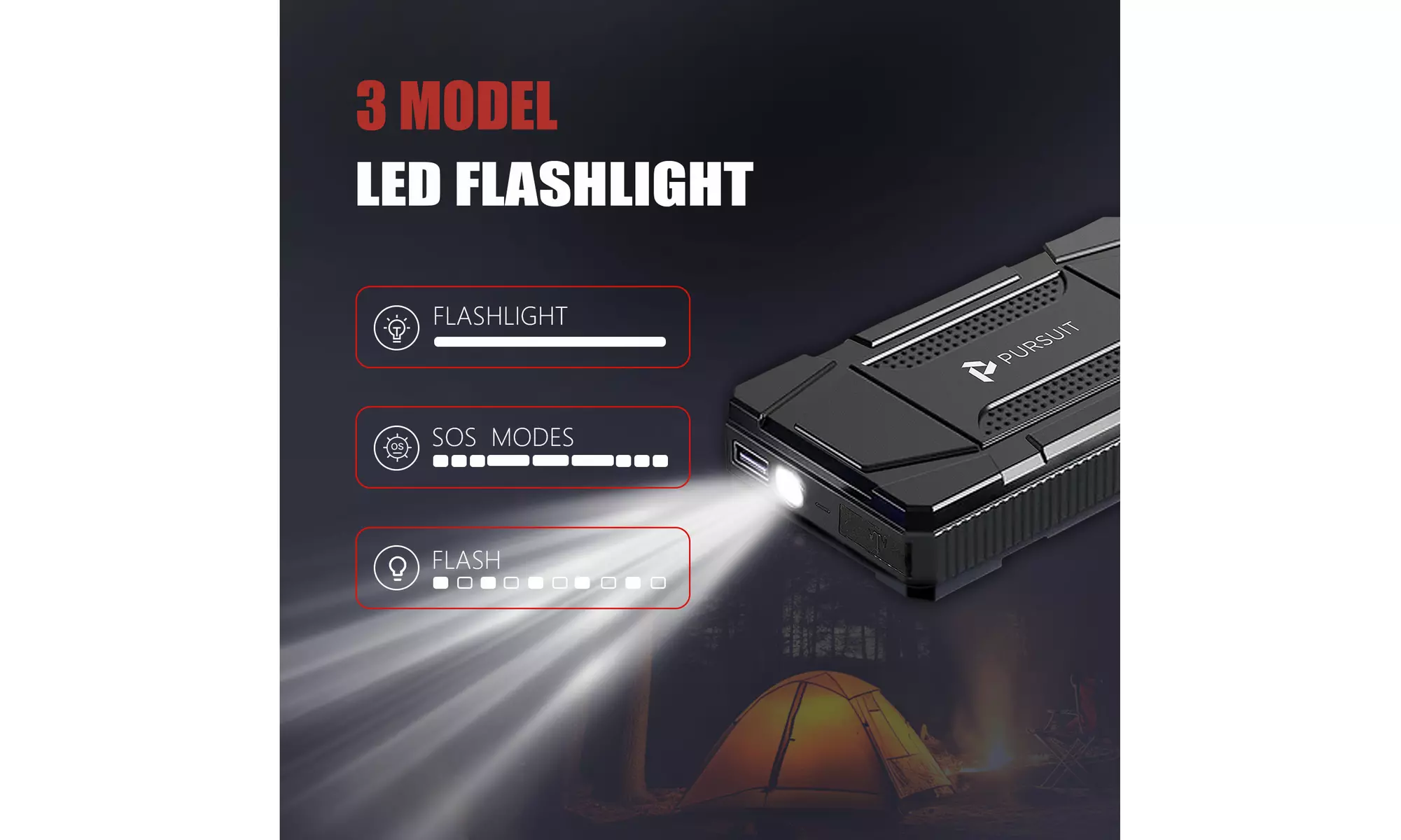 800A 12V Car Jump Starter and Power Bank with LED Flashlight