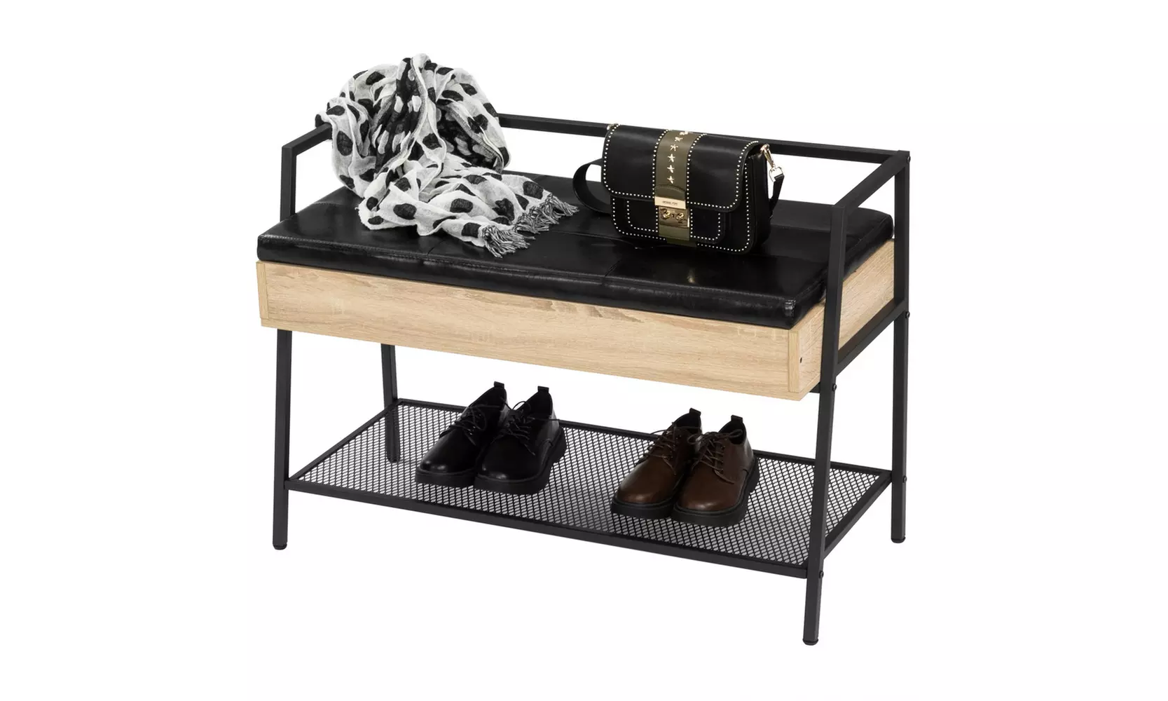Industrial Hidden Shoe Bench Bench Organizer with Storage Chest  - Primary Image