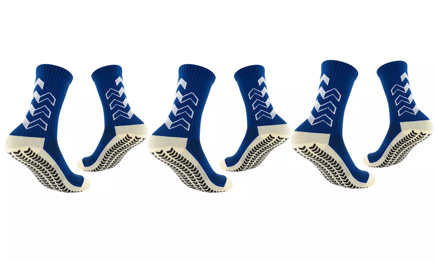 Men's 3 Pack Slip Athletic Long Socks Absorbent Sports Grip Socks for Basketball