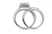 Sterling Silver AAAA Cubic Zirconia Princess  Halo Insert Ring Set - Second Medium