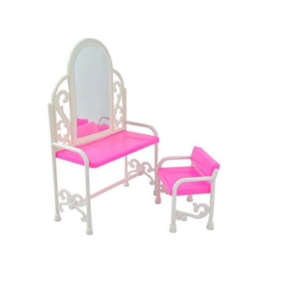 Mini Barbie Dollhouse Set Dressing Table Chair Bed Bedroom Furniture