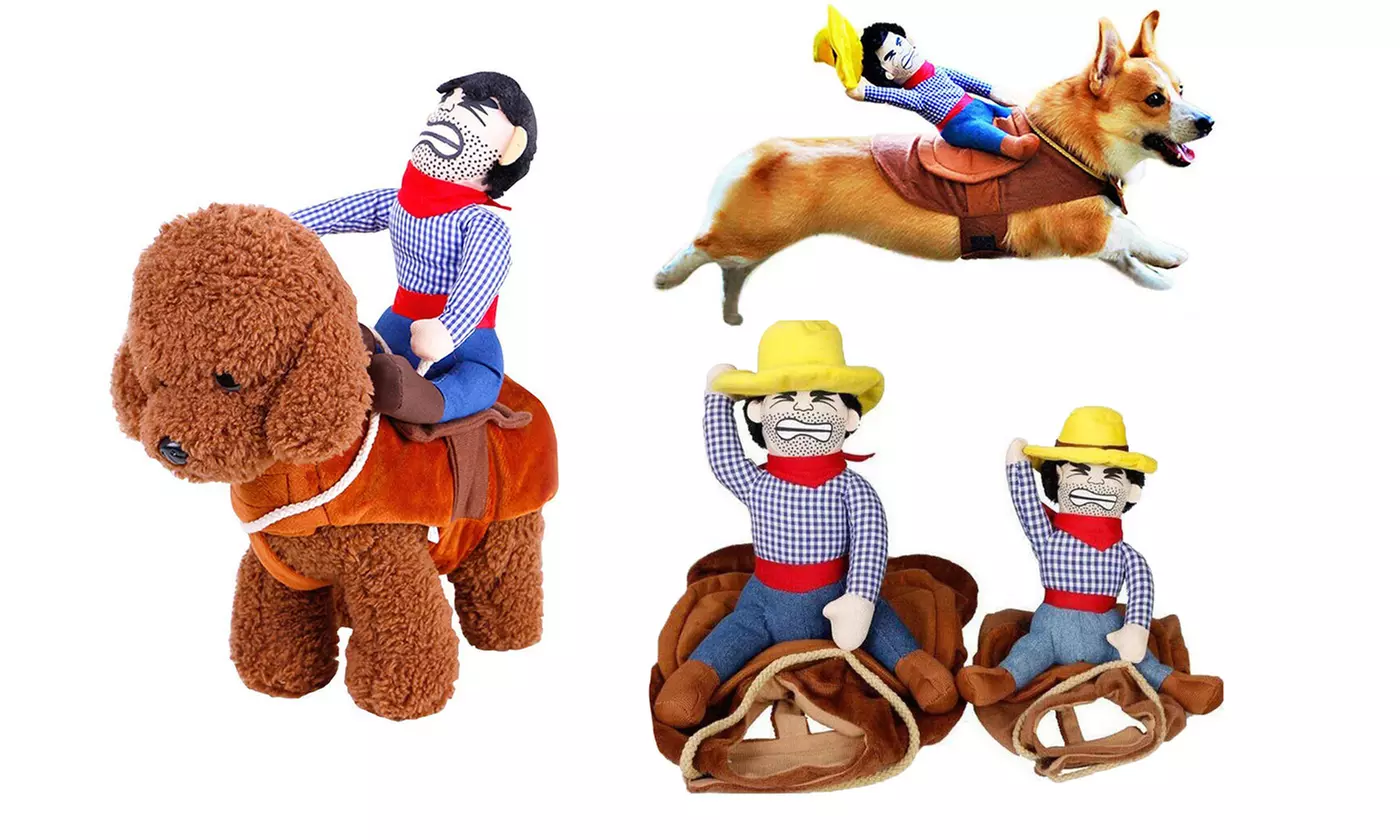 Riding Horse Cowboy Pet Dog Costumes Puppy Coat Halloween Party Clothes Outfit - Primary Image