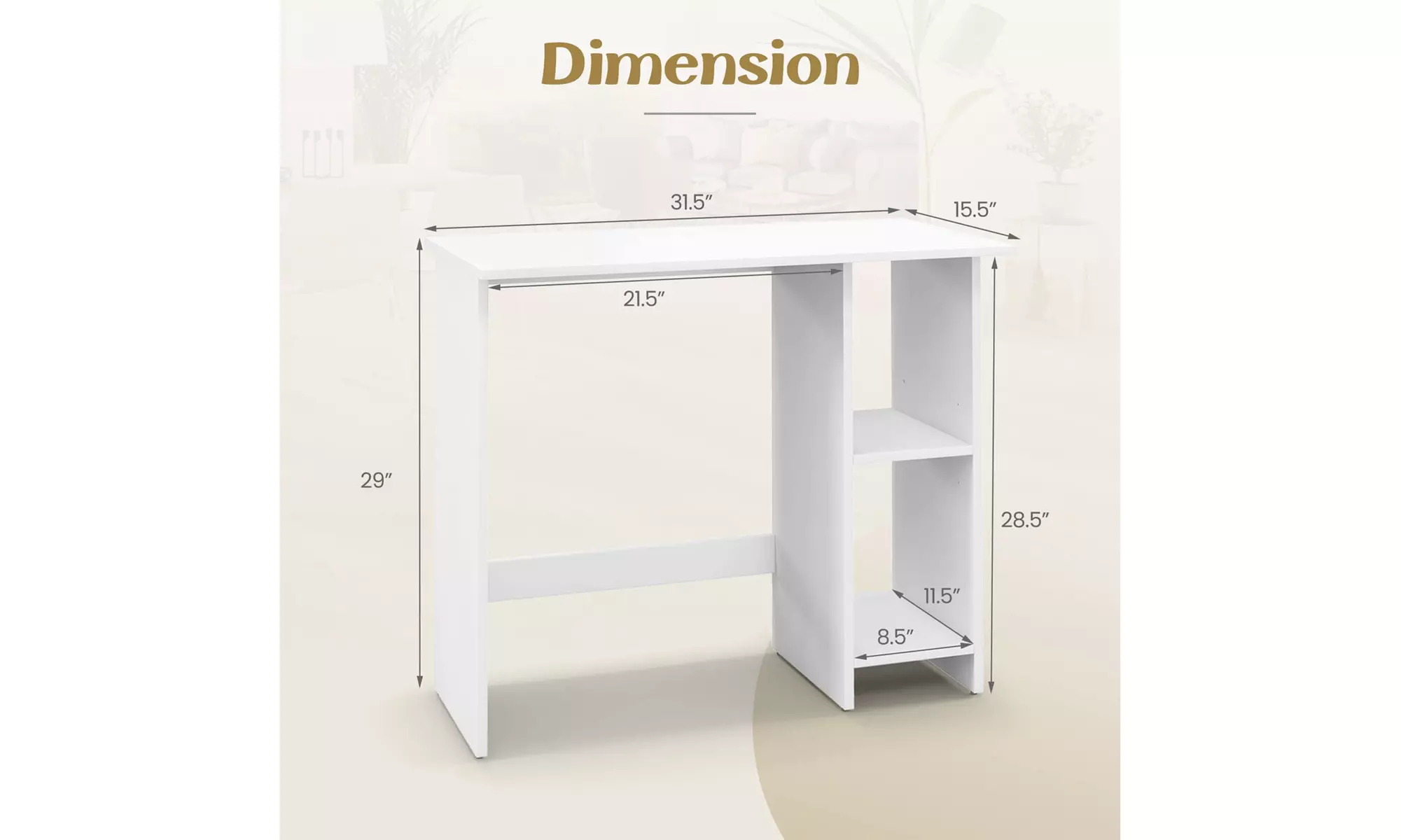 Modern Small Computer Desk with Adjustable Storage Shelf