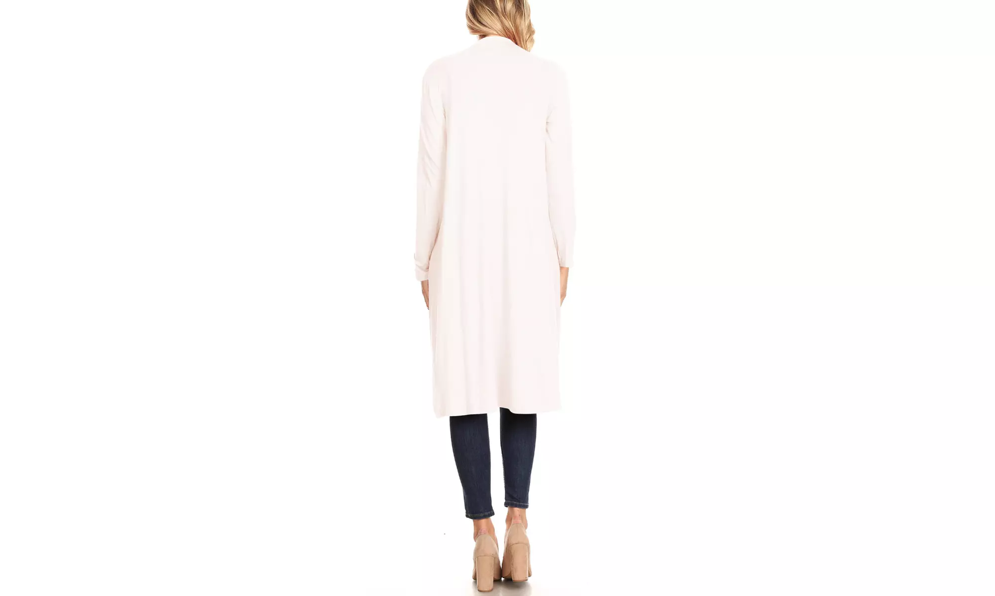 Women's Casual Open Front Side Pockets Solid  Long Cardigan