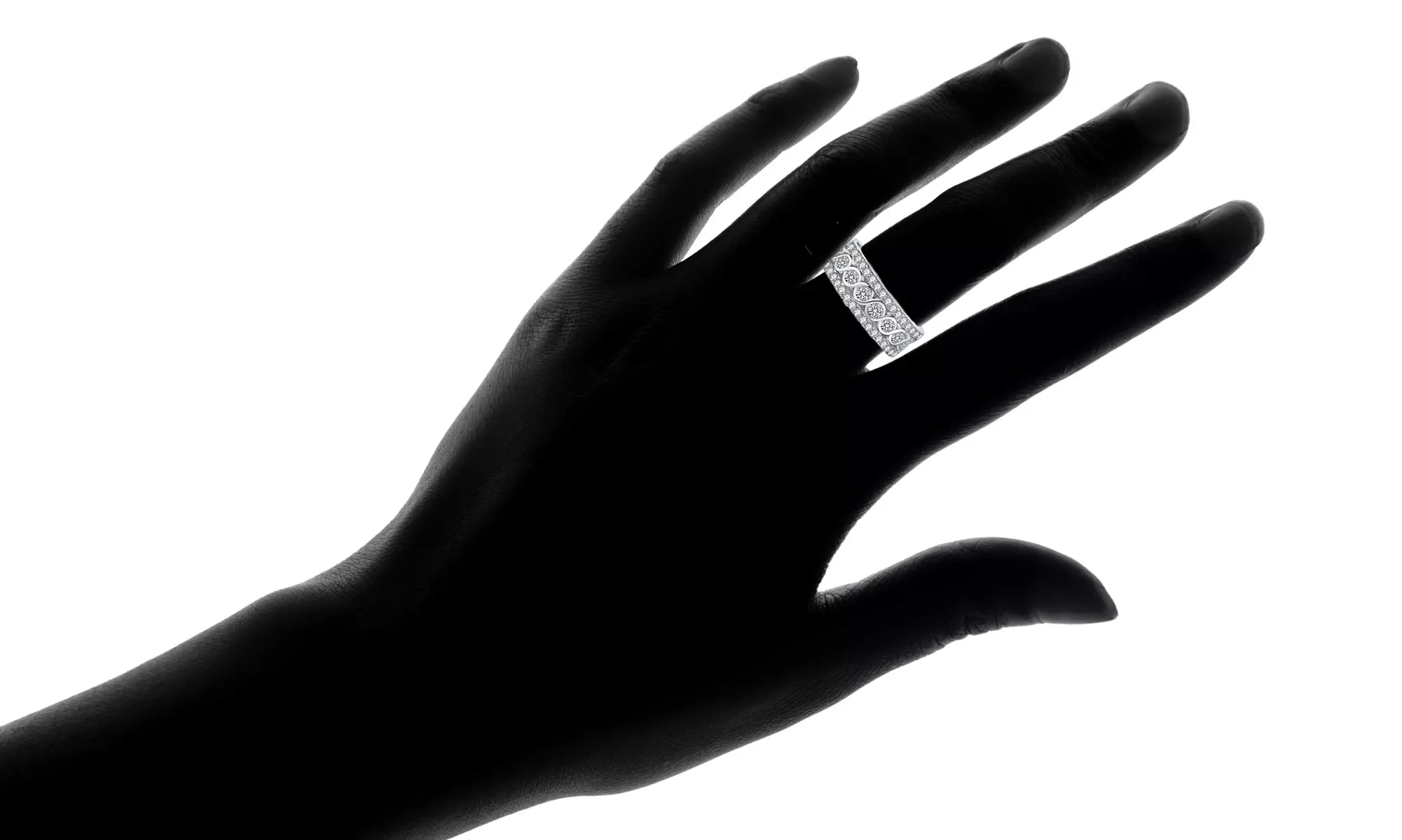 18K White Gold Fancy Eternity Band Made With Crystals From Swarovski