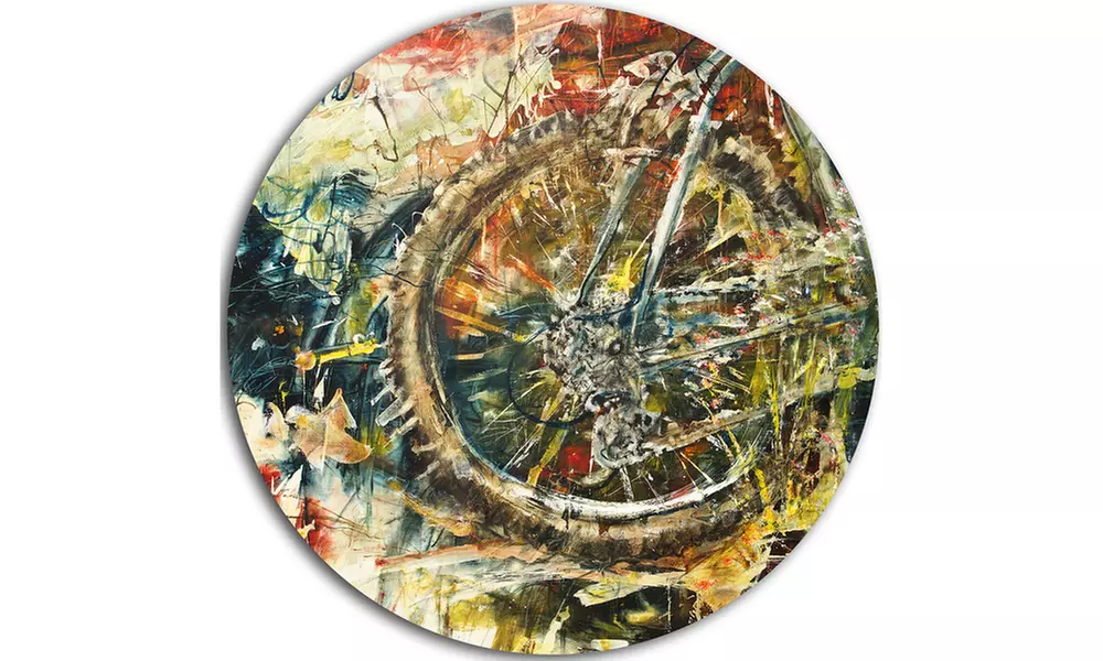Mountain Bike Oil Painting' Disc Abstract Metal Artwork - Second Medium