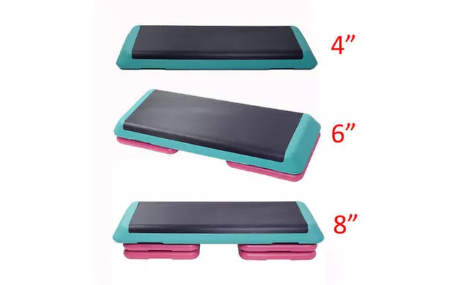Fitness Aerobic Step, 4"-6"-8" Height Adjustable Exercise Stepper - Primary Image