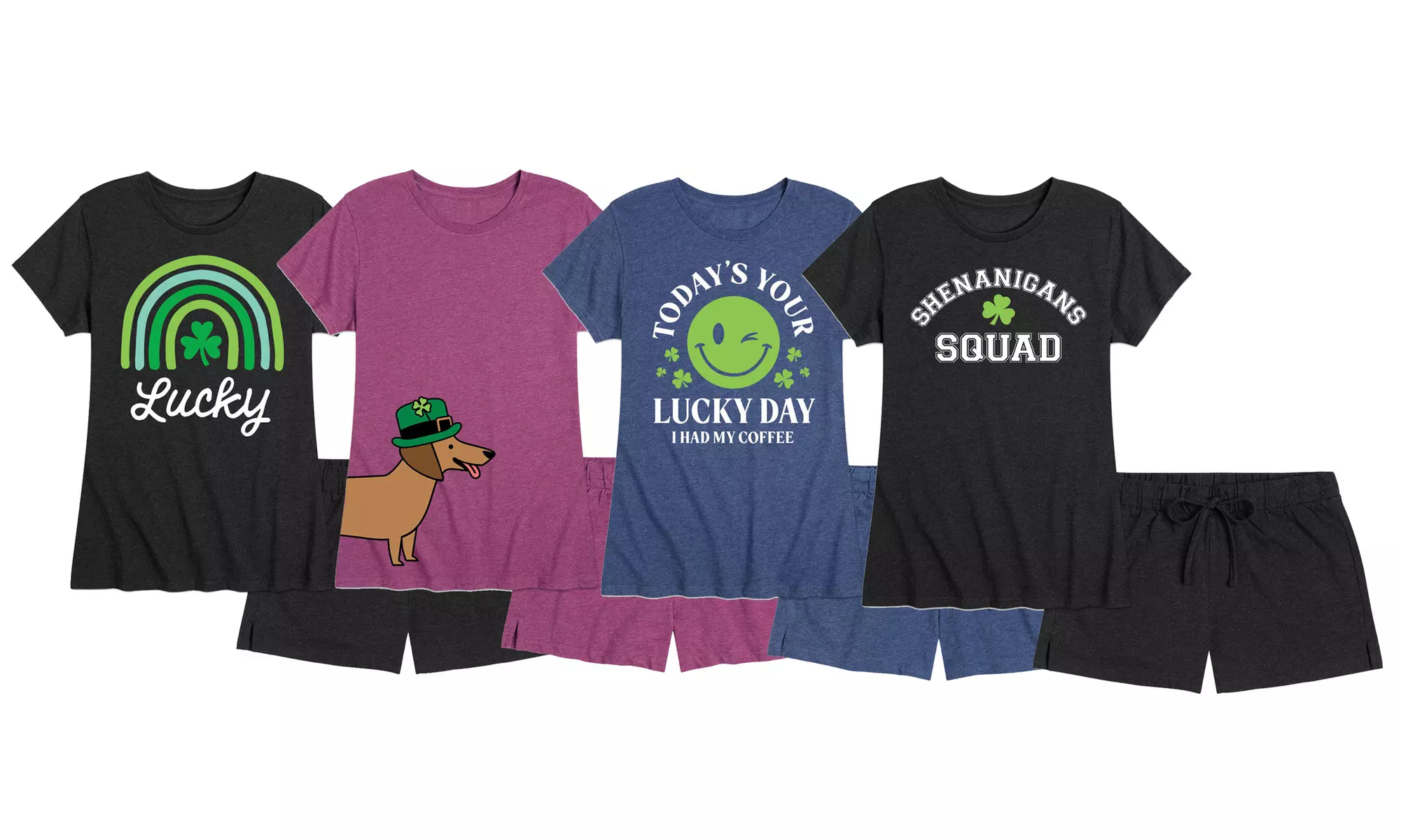 Women's Shenanigans Squad St. Patrick's Day Pajama Shorts Sets (S-4X) - Primary Image