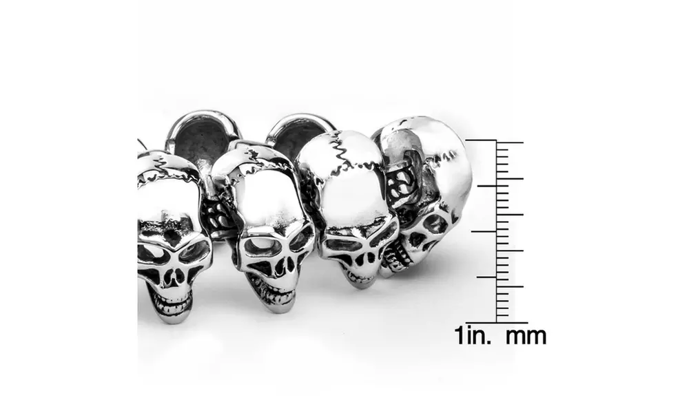 Men's Stainless Steel Grinning Skull Link Bracelet - Image 3