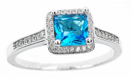 Princess Cut Birthstone Halo Rings By Mina Bloom