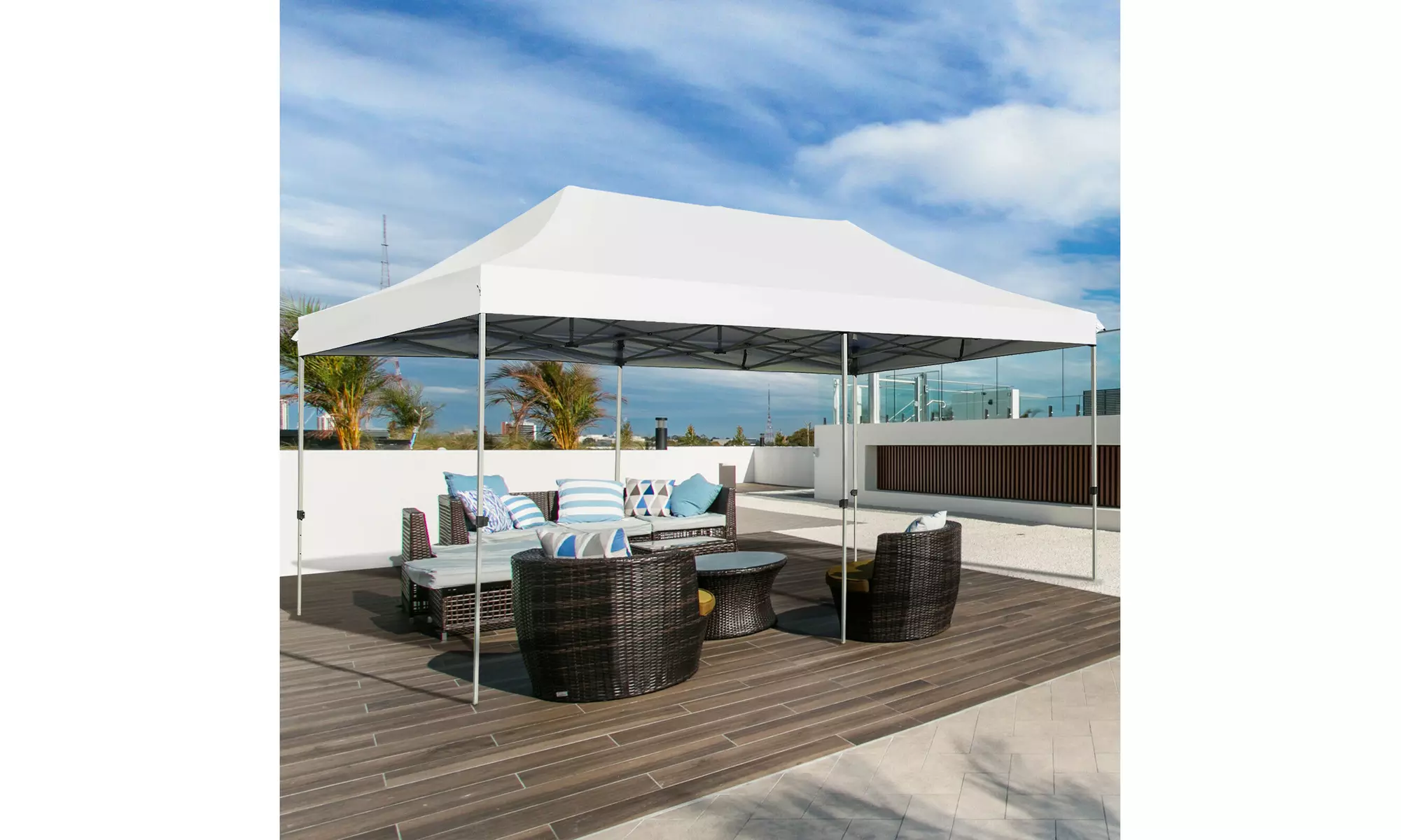 Costway 10'x20' Pop up Canopy Tent Folding Heavy Shelter Adjustable W/Bag White