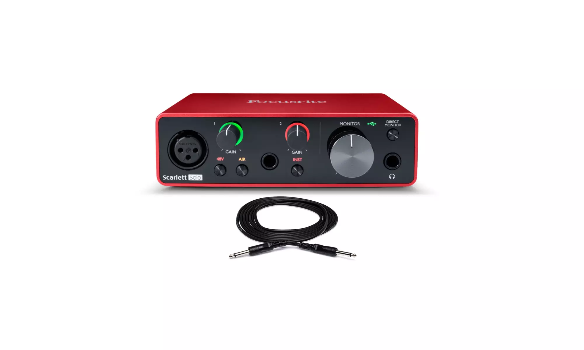 Focusrite Scarlett Solo 3rd Gen USB Audio Interface with 10-Inch TS Cable Bundle - Primary Image