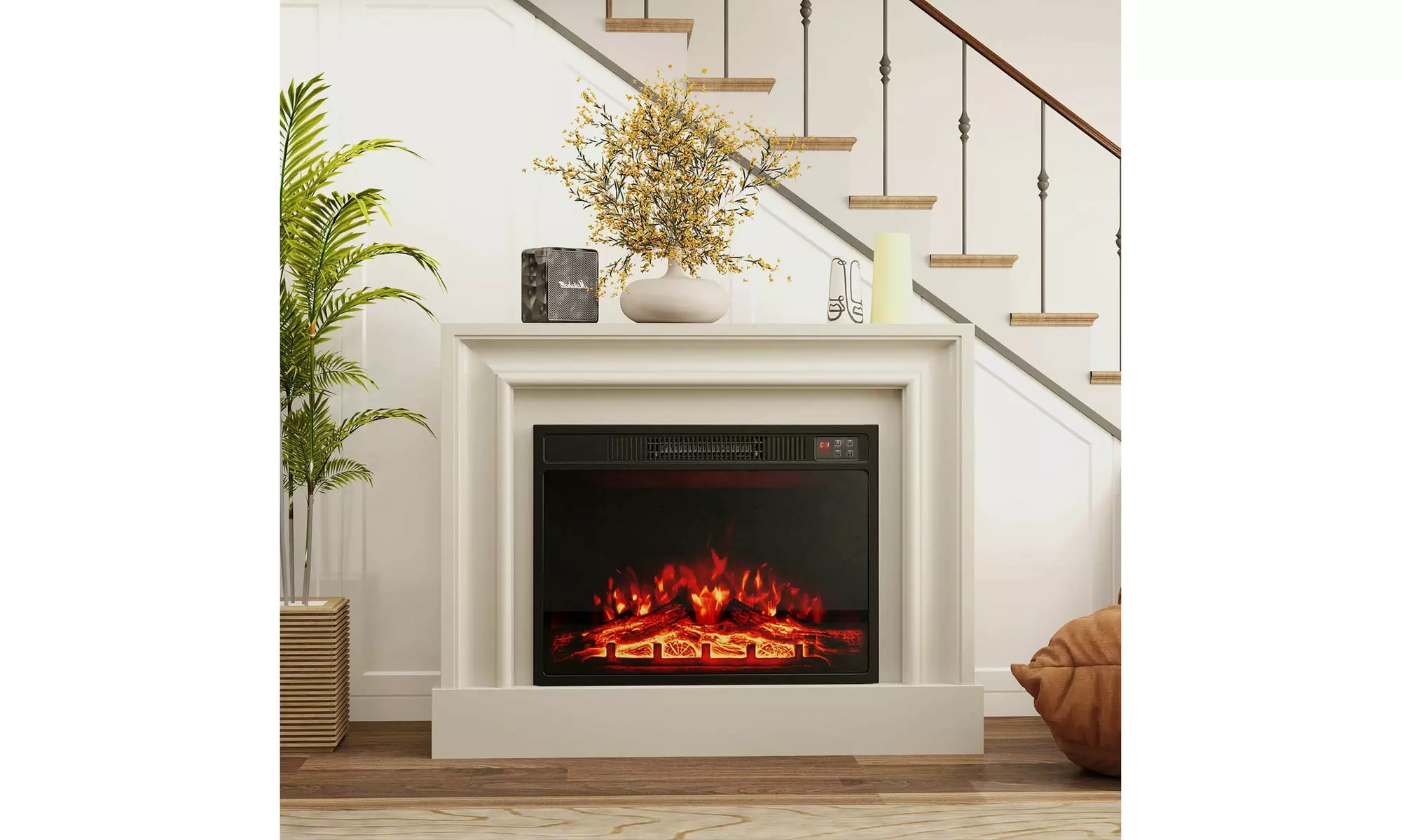 Costway 23" Electric Fireplace Insert with Remote Control Adjustable Flame Color