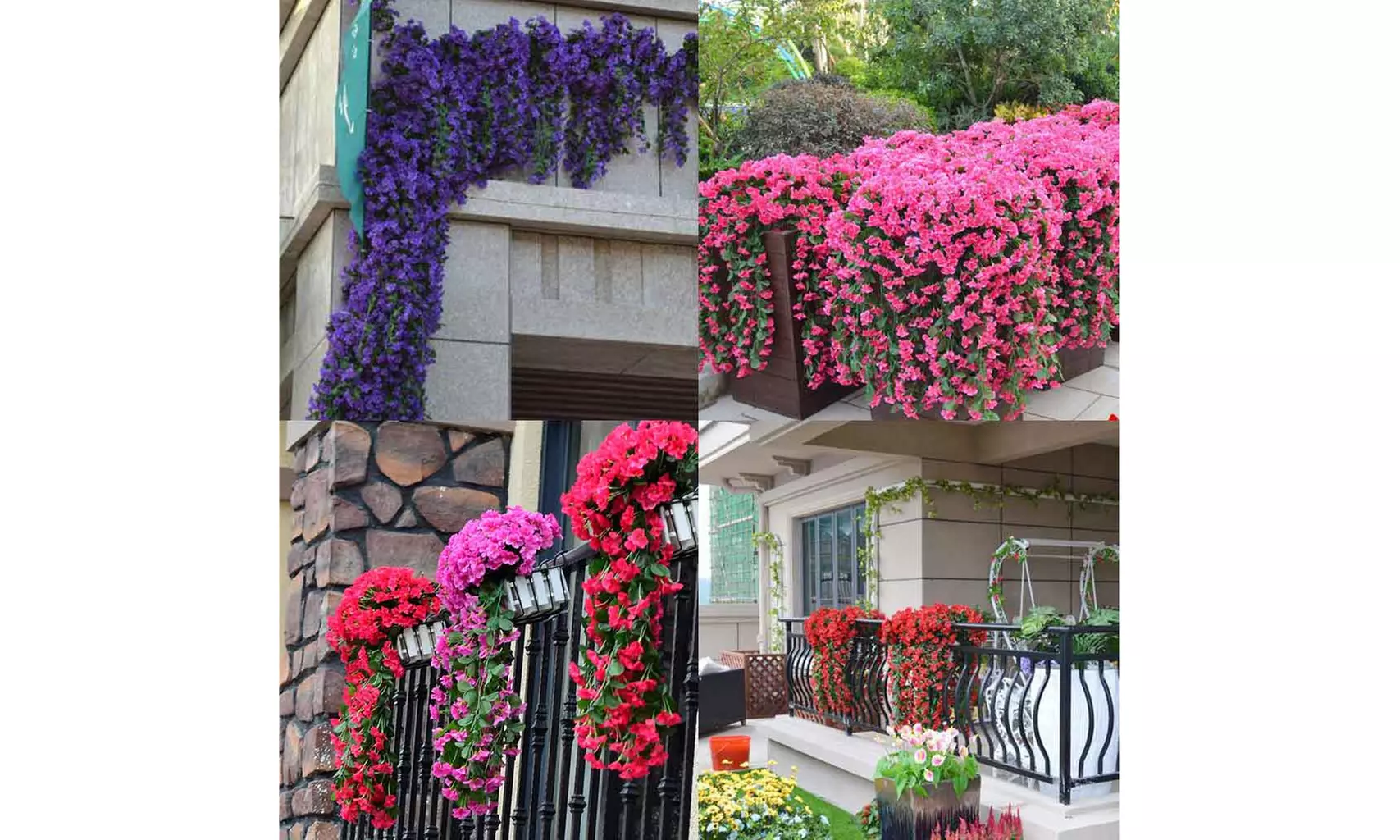 Hanging Flowers  Artificial Violet Flower Wall  Wisteria Basket Hanging - Primary Image