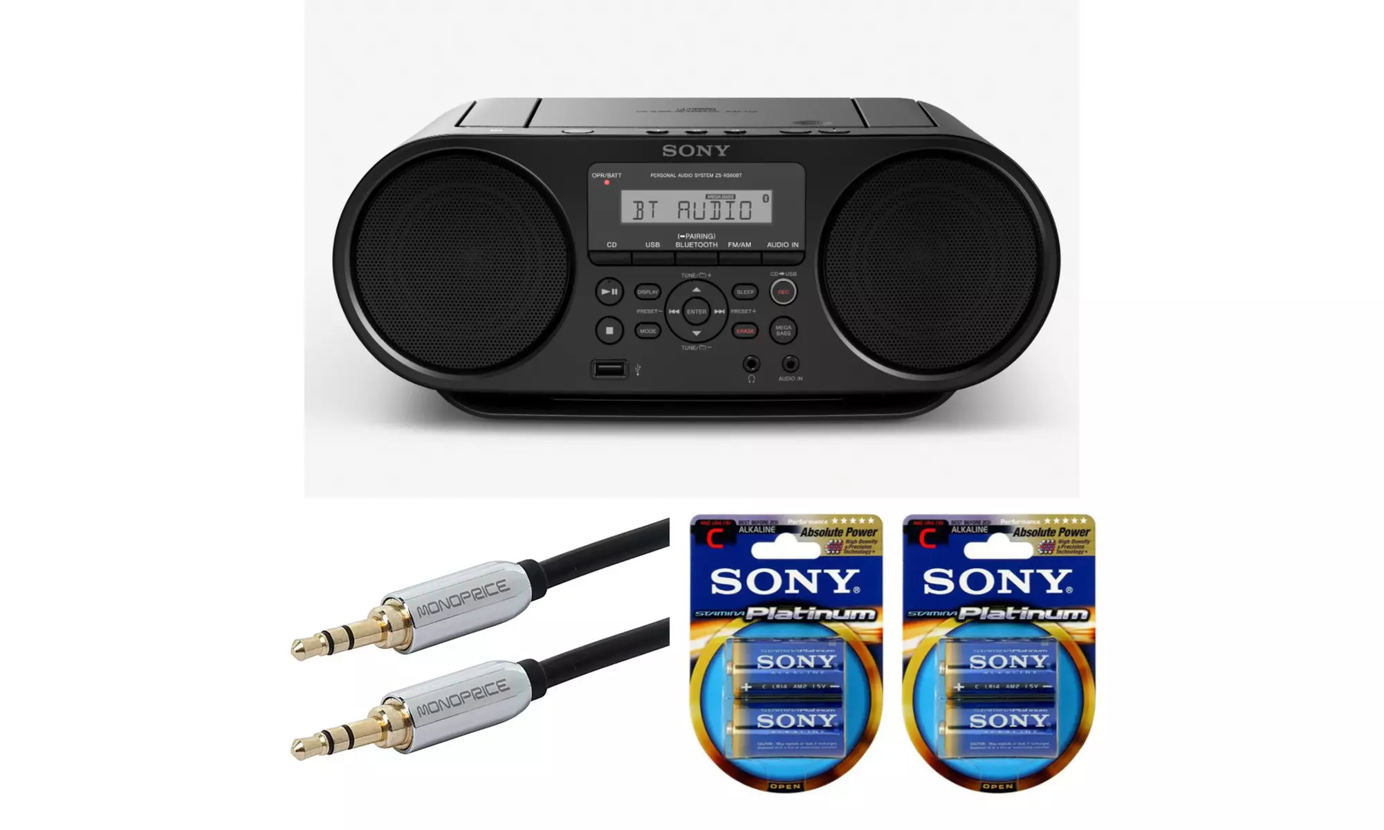 Sony ZSRS60BT CD Boombox with Bluetooth and NFC (Black) Bundle - Primary Image