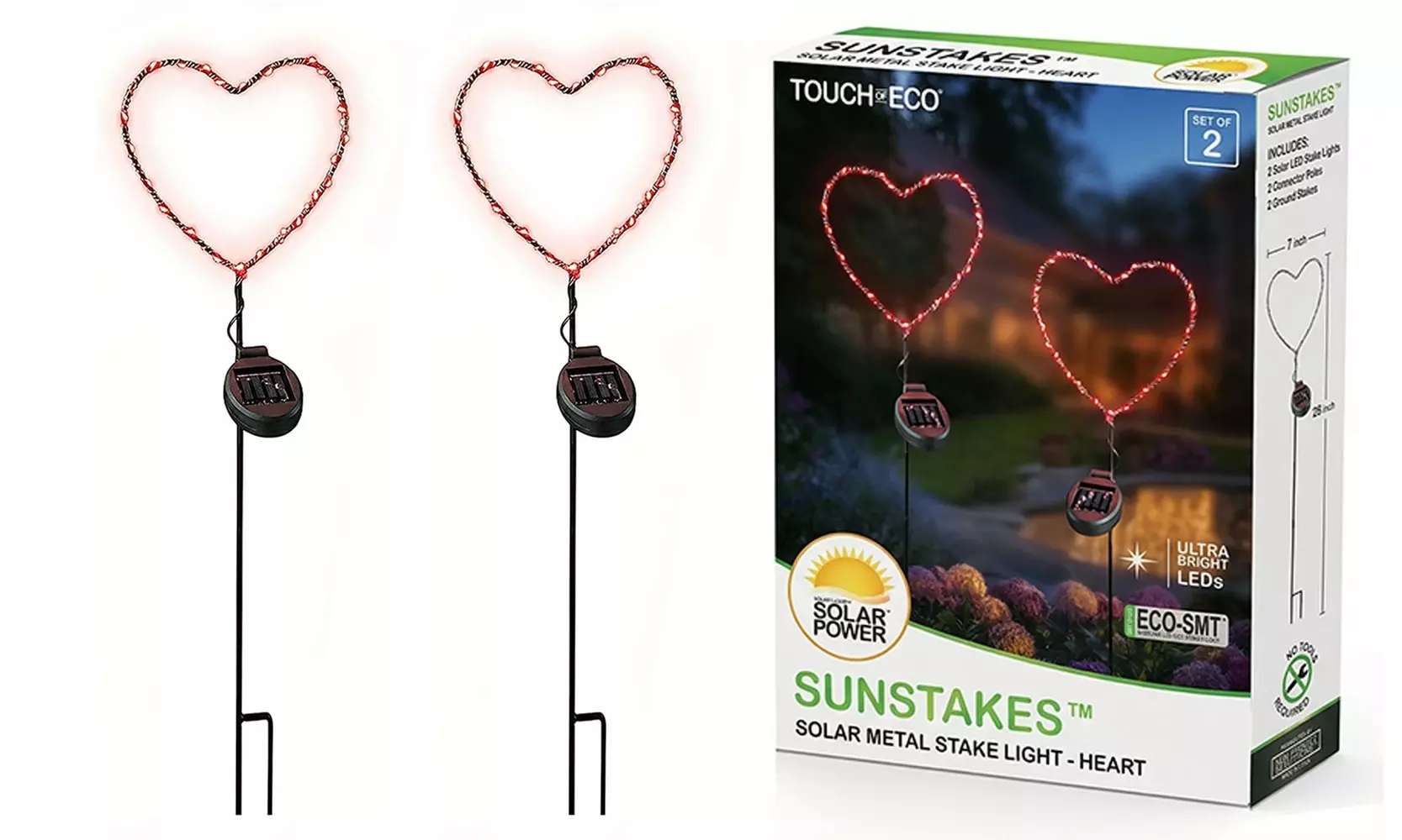 Outdoor Solar Powered LED Decorative Garden Stake Light (Set of 2) - 5 Options