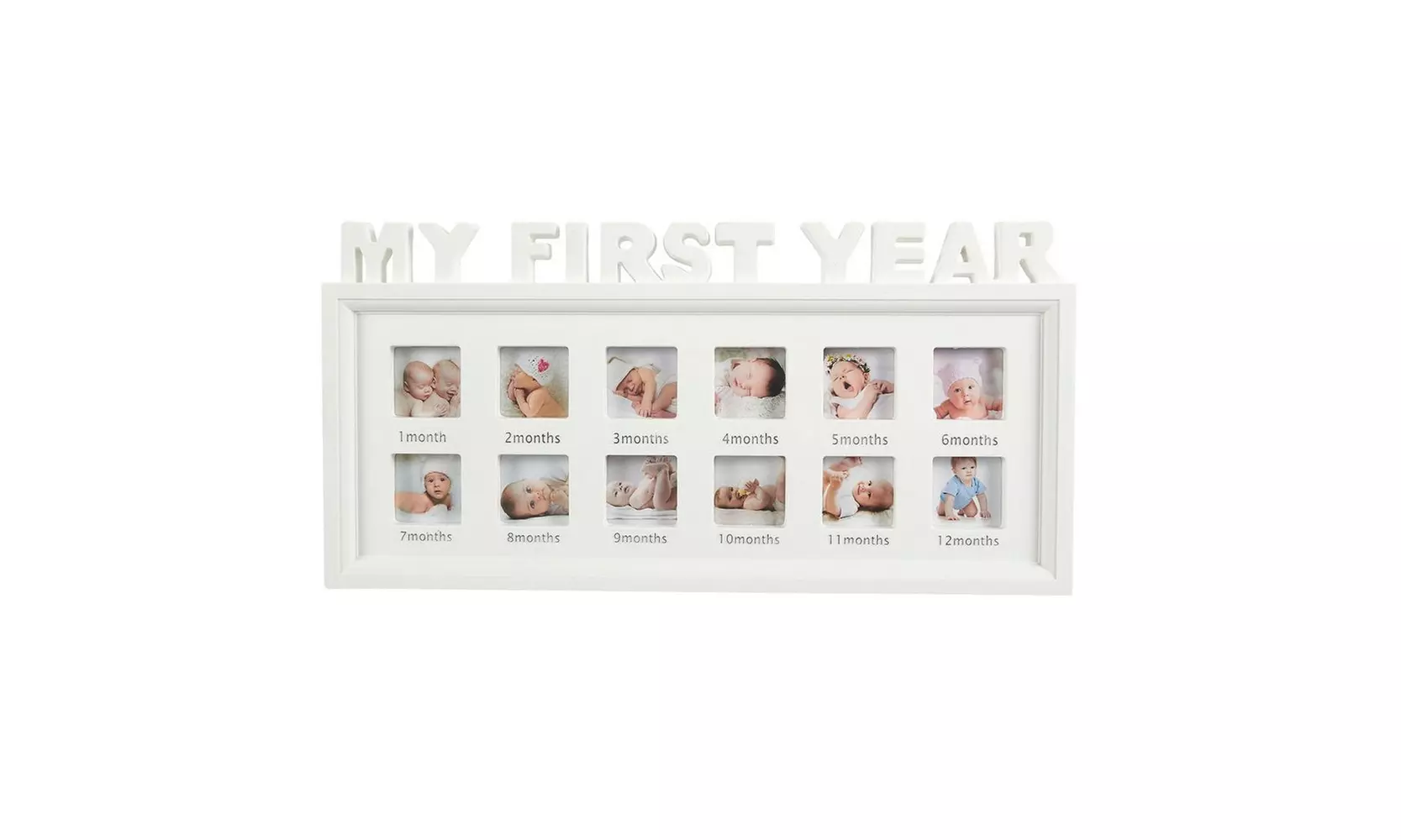 My First Year Baby Picture Frame - 12 Month Photo Frame - 16.2 x 8 x 1", White - Primary Image
