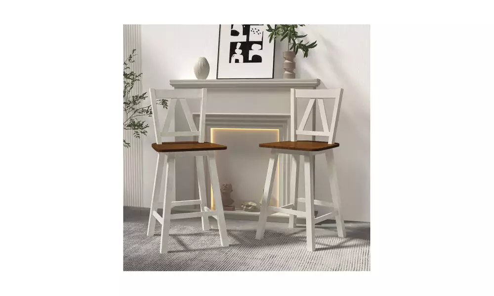 2-Piece Counter Height Dining Chair Set, Wooden Kitchen Chair Set - Second Medium