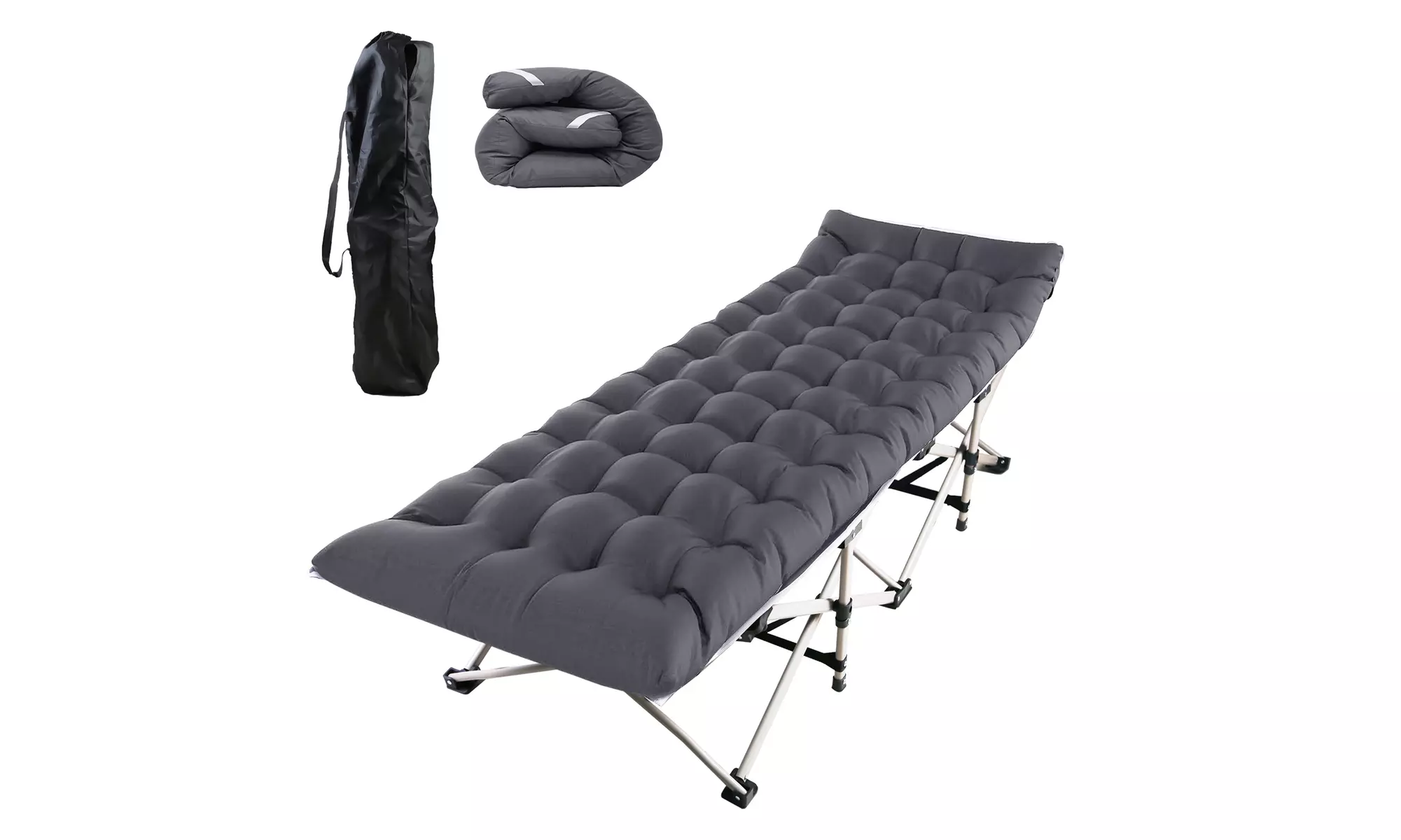 NewHome Portable Folding Travel Camping Cot with Double Sided Soft Mattress Pad