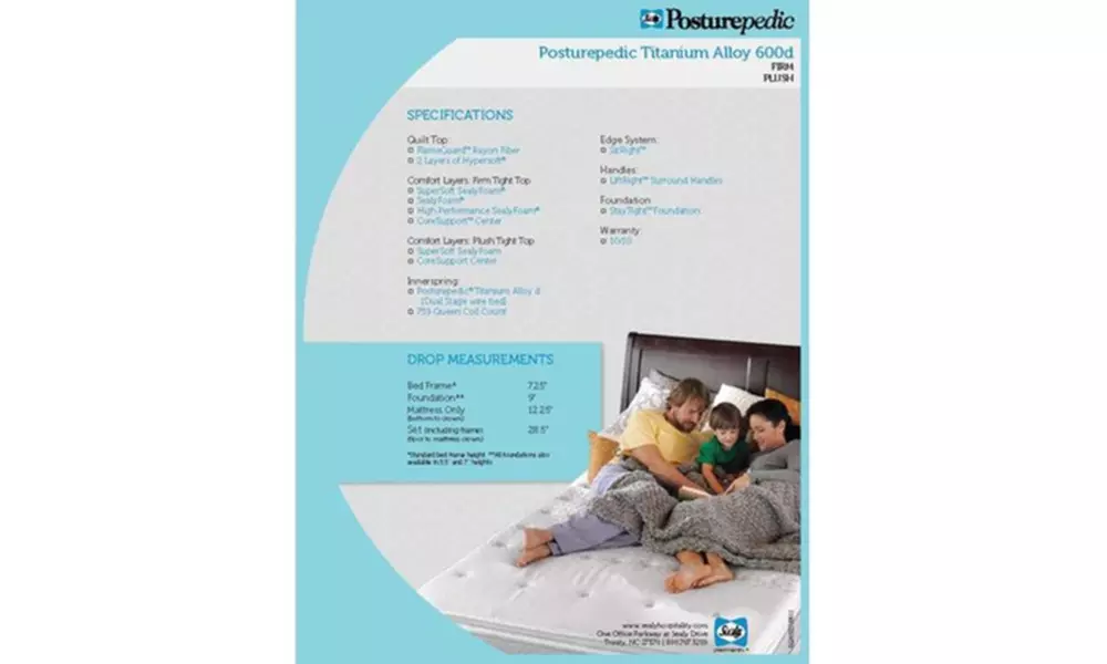 Queen Sealy Posturepedic Titanium Alloy 600D Plush Mattress and Boxspring - Second Medium