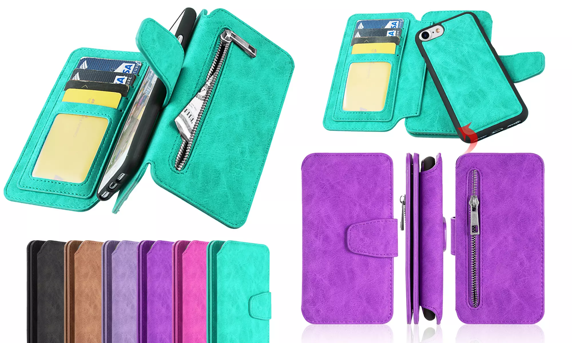 WalvoDesign Leather Pouch Folio Wallet Case for iPhone XR, XS Max, 7/8, 7/8 Plus - Primary Image