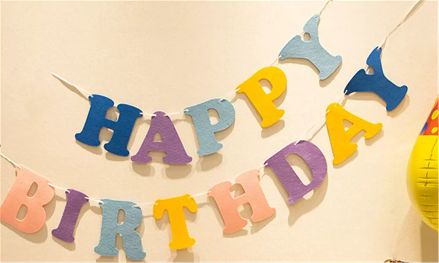 Happy Birthday Banner Colorful Bunting Banner Flags for Birthday Party - Primary Image