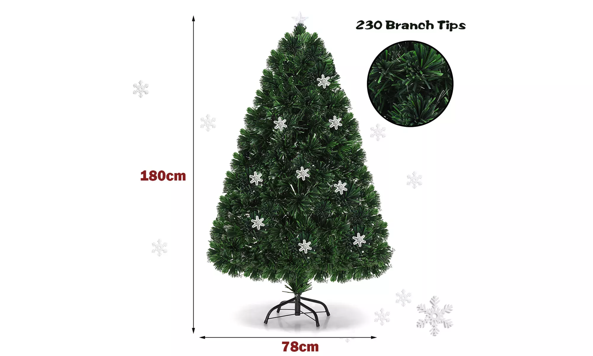 Costway 6' Pre-Lit Fiber Optic Artificial Christmas Tree w/Multi-Color Lights