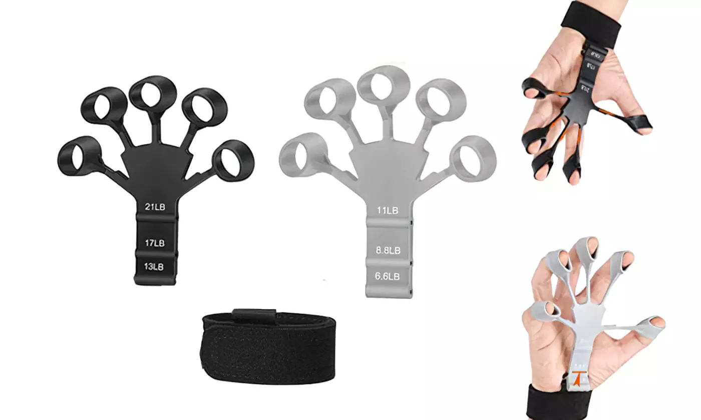2 Pcs Finger Strengthener 6 Resistant Level Silicone Finger Flexion Exerciser - Primary Image