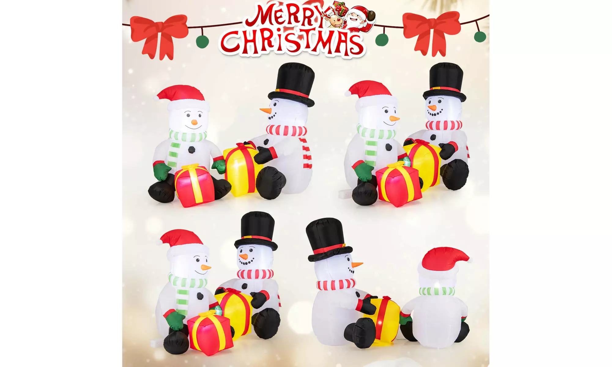 Costway Inflatable Christmas Santa Claus Helicopter Snowman Penguin Lights