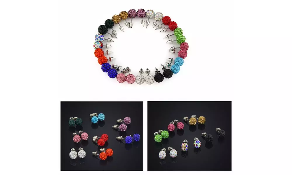 28 Pack Crystal Ball Earrings Set - Primary Image