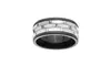 Stainless Steel Men's Black 3 Row Textured Band Ring
