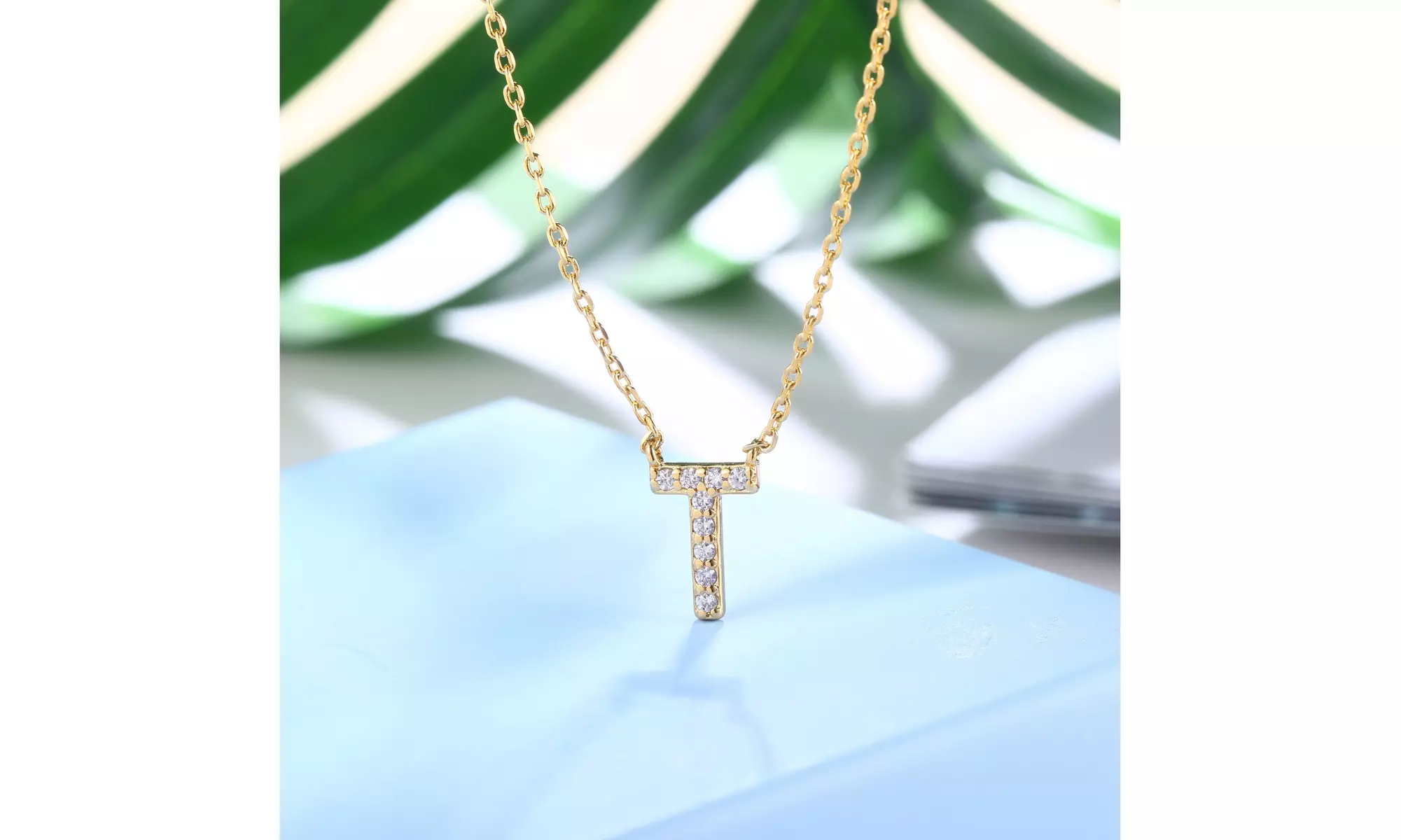 18K Gold Plated cz Initial Necklace