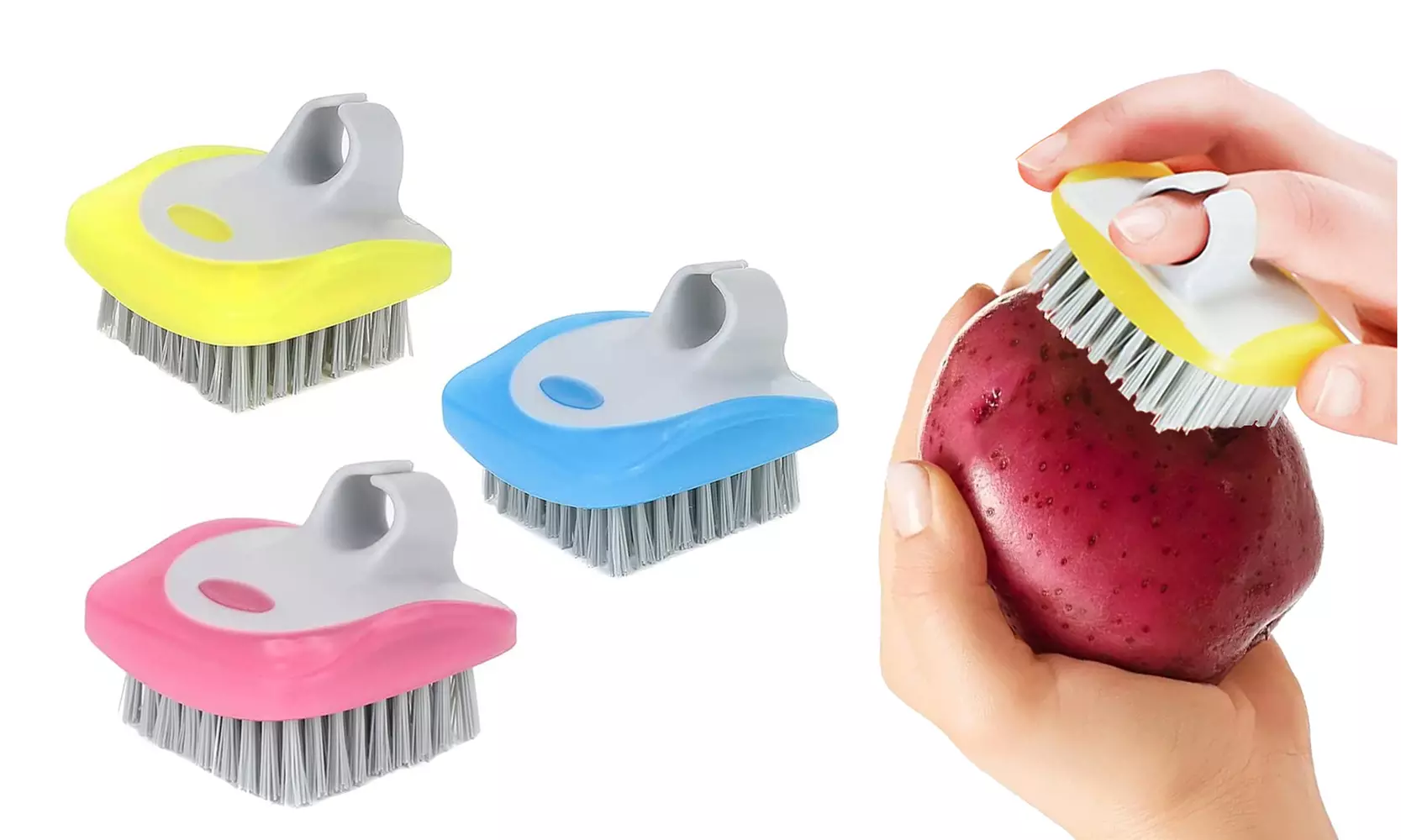3-Piece: Fruit And Vegetable Brush Cleaner Scrubber with Soft Bristles