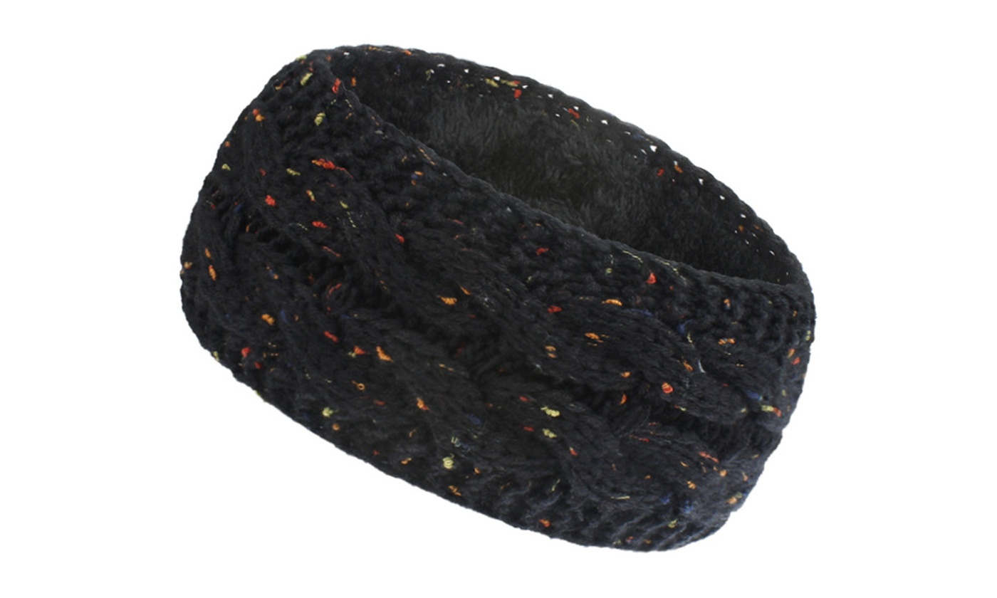 Winter Fuzzy Fleece Lined Thick Knitted Headband Headwrap 
