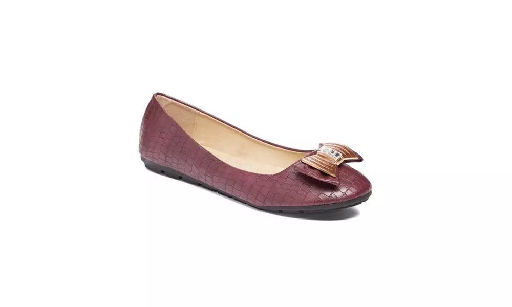 Textured ballet Bow and Buckle Flats - Second Medium