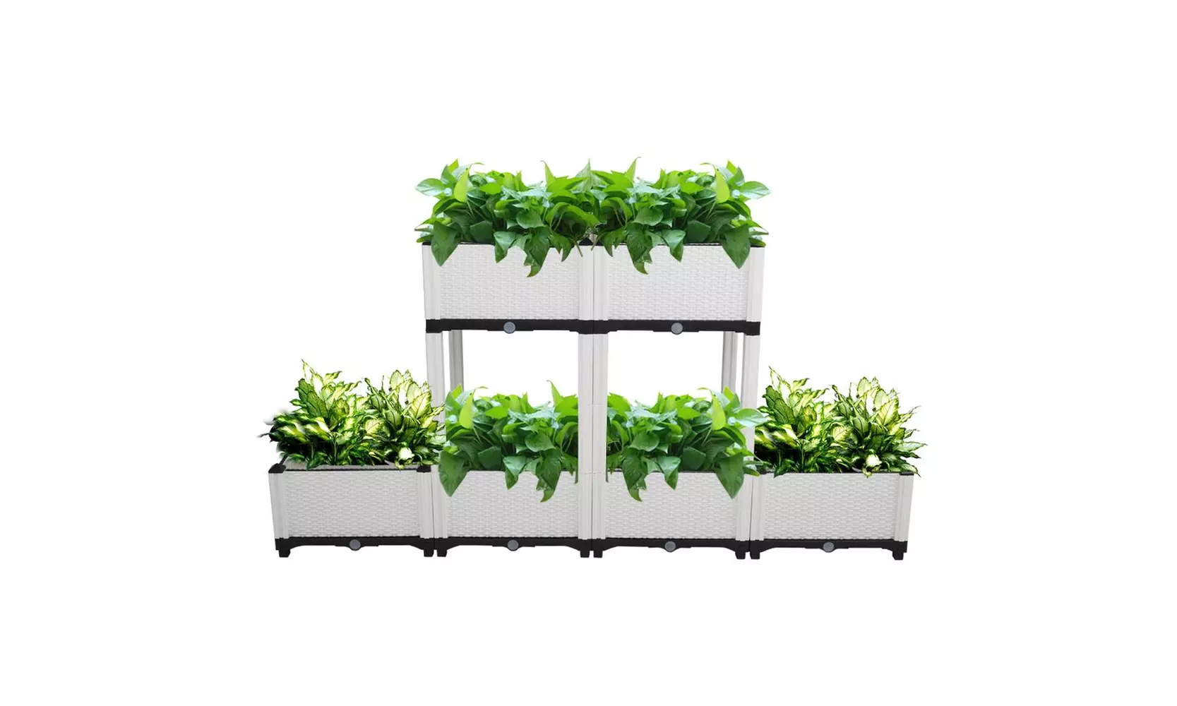 6Pcs Free Planting Boxes for Garden, Splicing Injection Planting Box White  - Second Medium