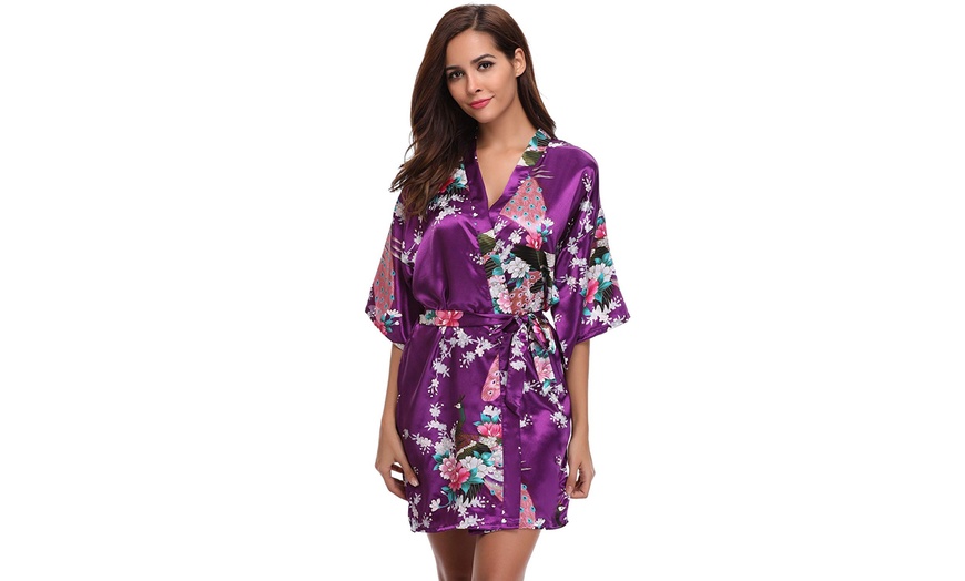 short silk kimono dressing gown