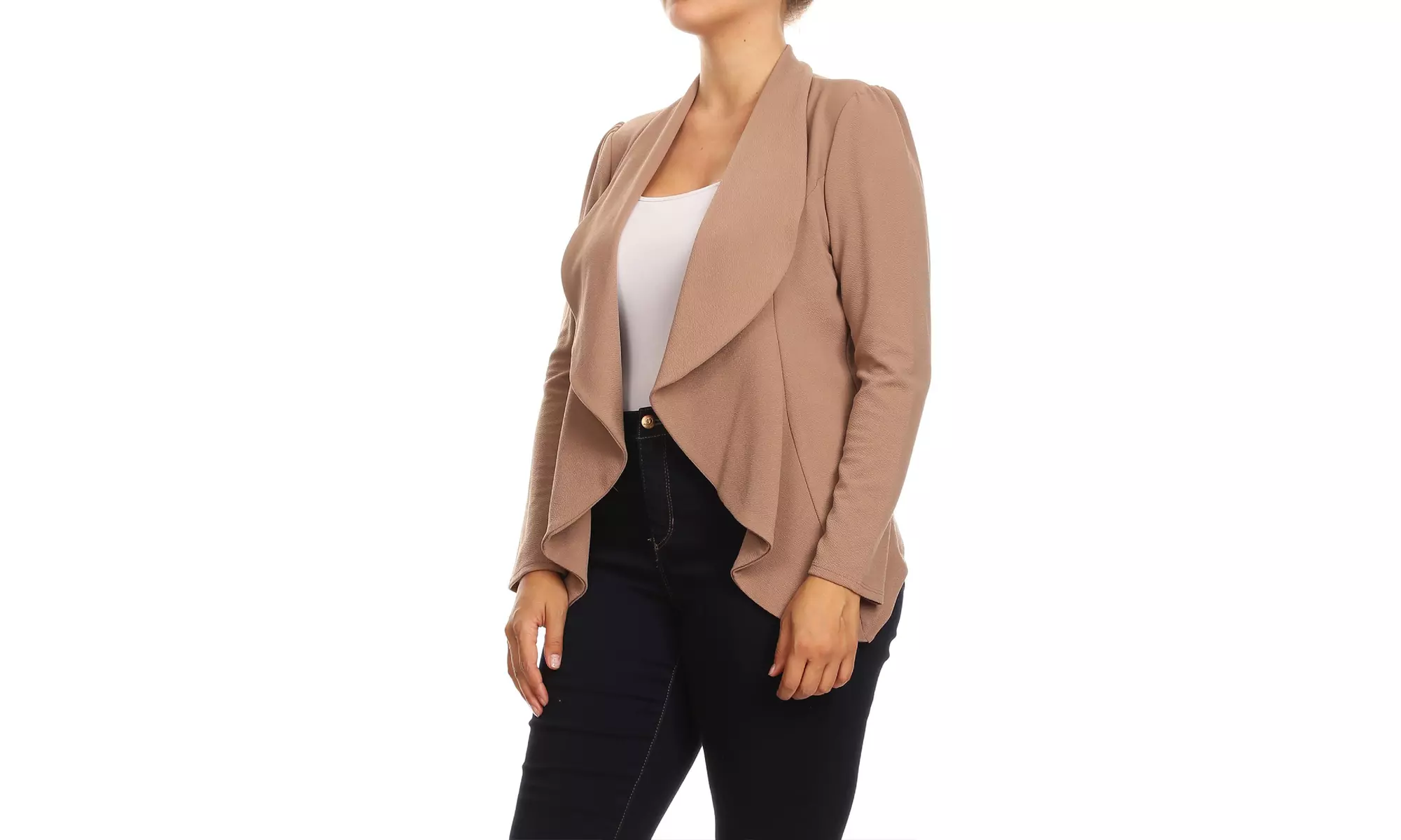 Women's Solid Plus Size Long Sleeves Blazer Jacket