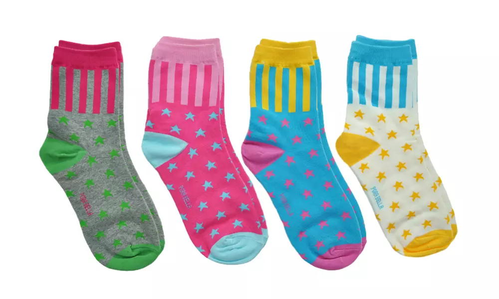 Angelina Cotton Blend Crew Socks (4-Pairs)