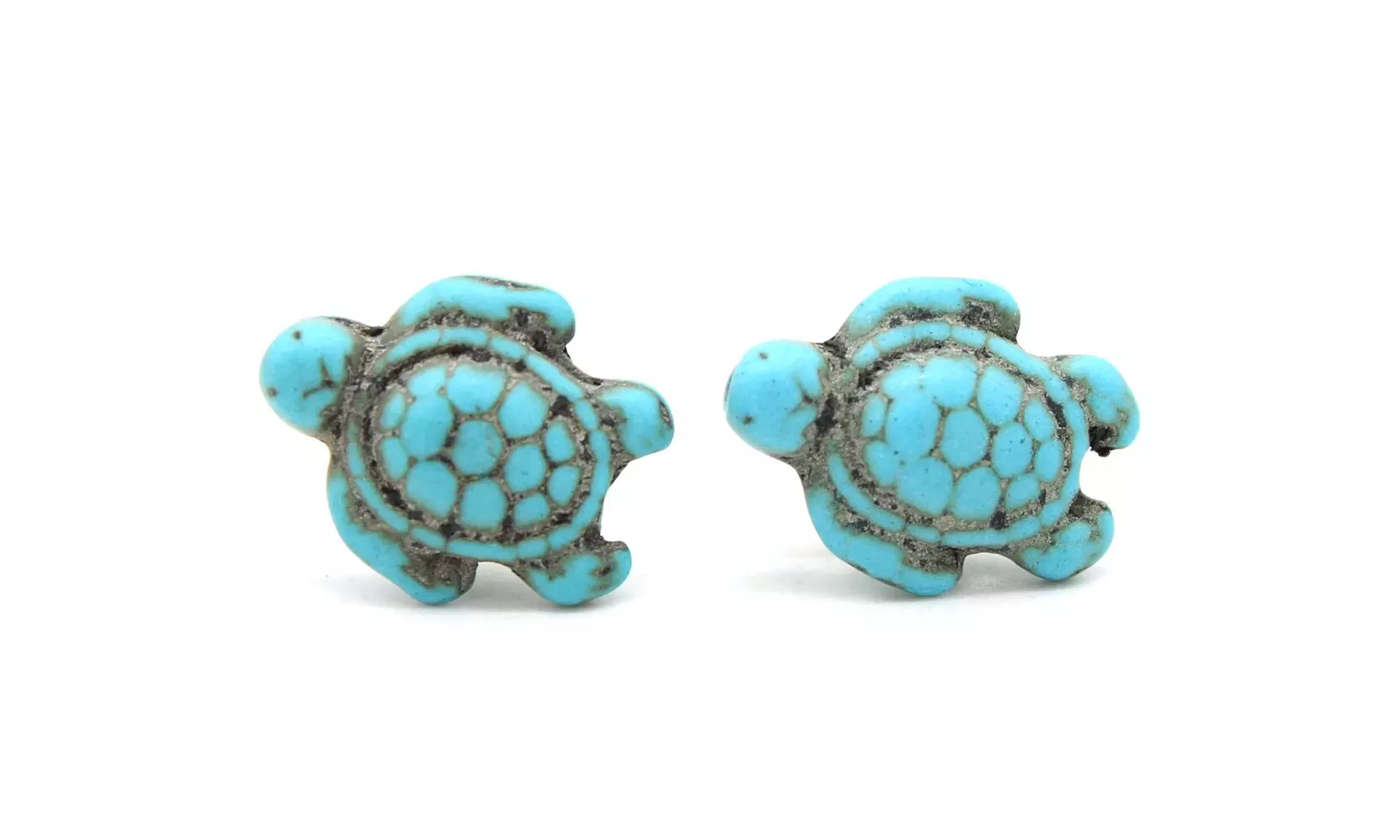 Turquiose Hawaiian Sea Turtle and Aquamarine Stud Earrings - Second Medium