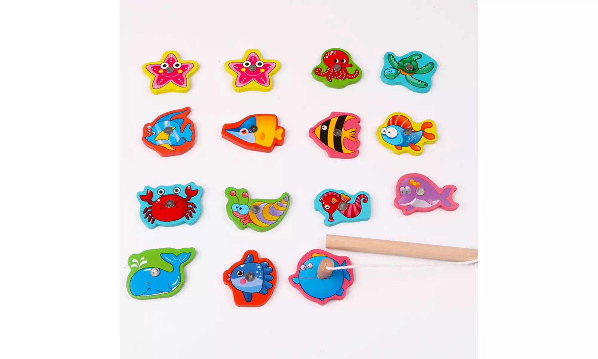 Zummy Wooden Magnetic Fishing Toys Game Set  for Small Kids Educational 15pcs