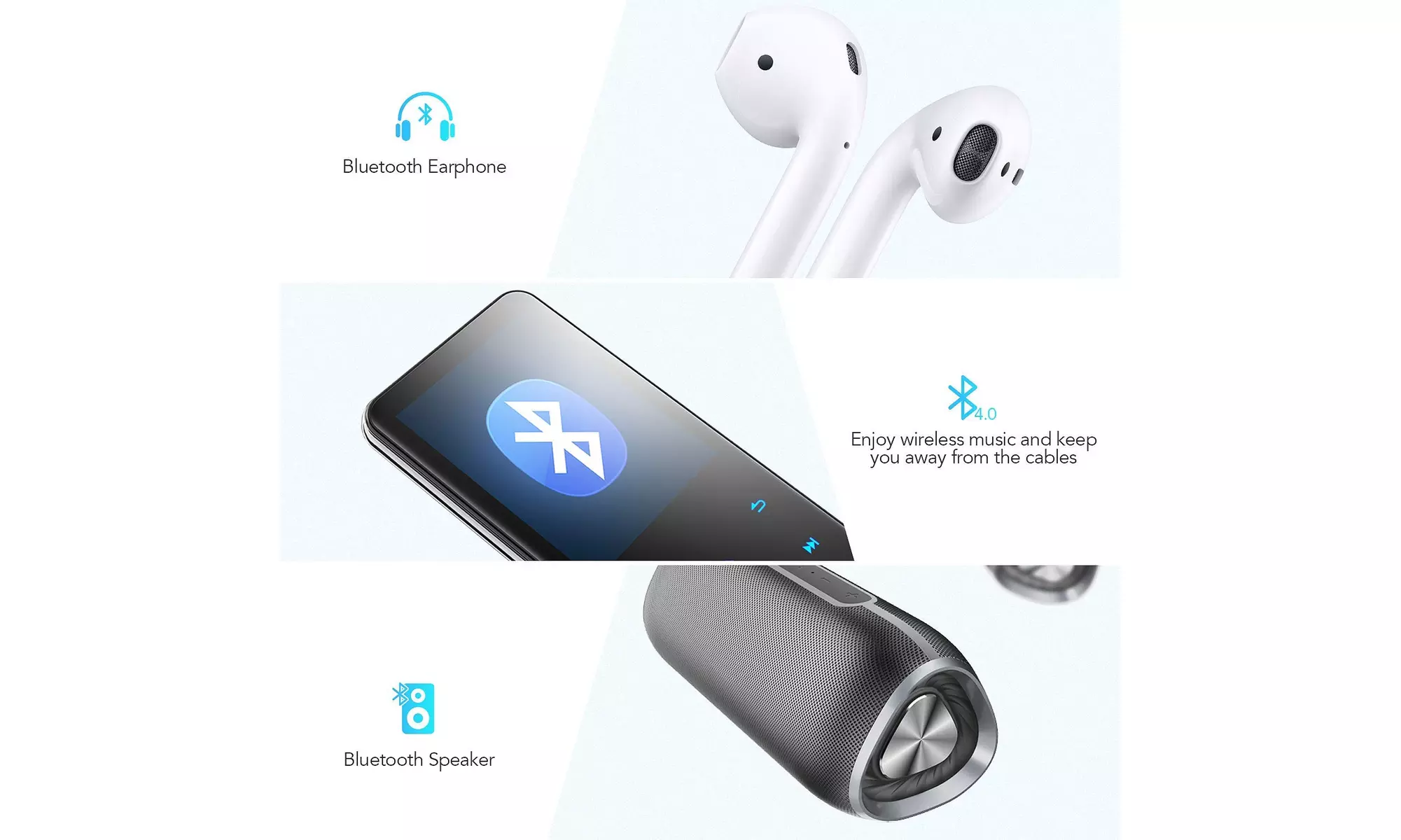 2.4-inch large-screen MP3 player with Bluetooth, 16GB music player - Second Medium