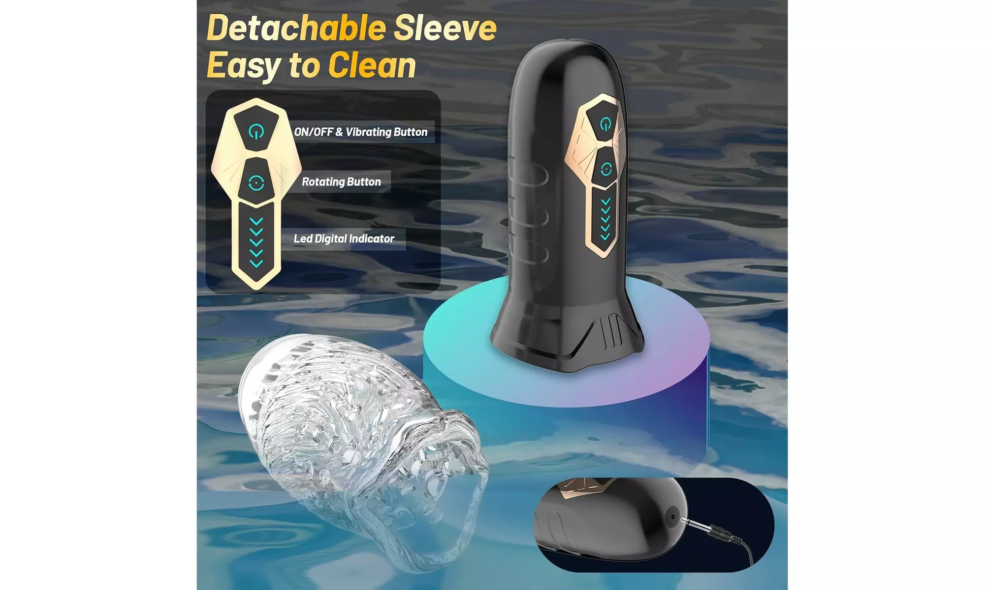 Vibrating Stroker - Rechargeable Sex Toy with 10 Vibration & 5 Rotating Modes