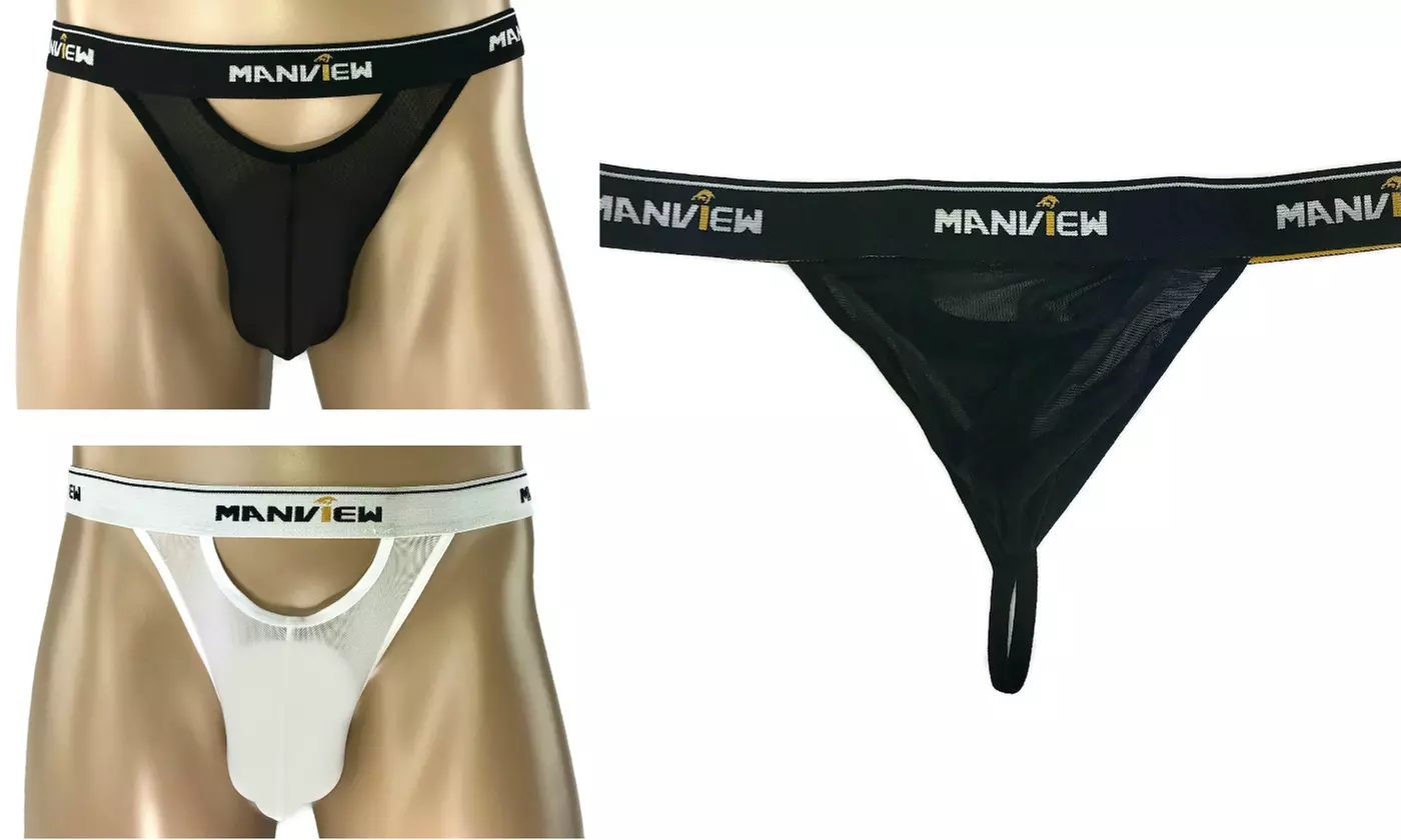 Micro Thong Underwear Sheer Pouch Sexy See Through Tangas Para Hombre - Primary Image