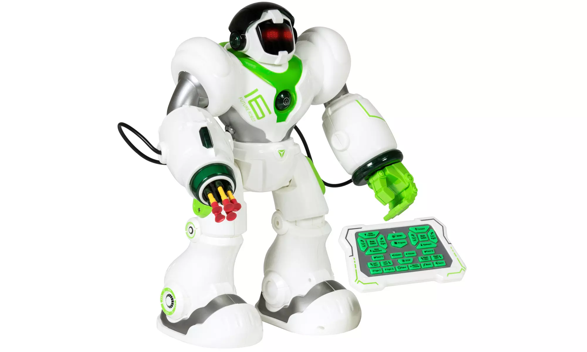 RC Robot Talking Walking Shooting Light & Music Action Toys White - Primary Image