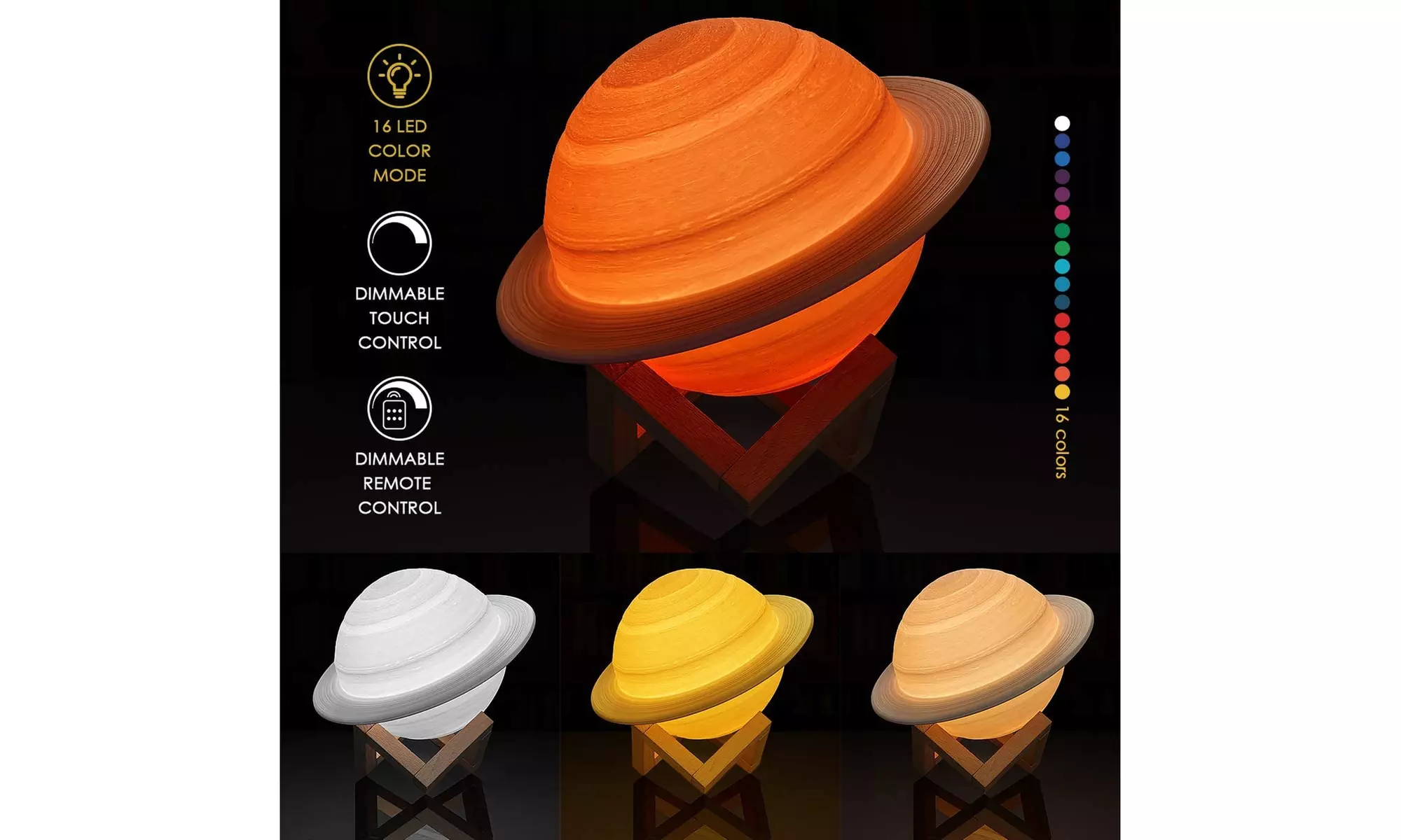 Moon, Galaxy, or Earth Color-Changing 3D Lamp w/ Touch Sensor & Remote Control