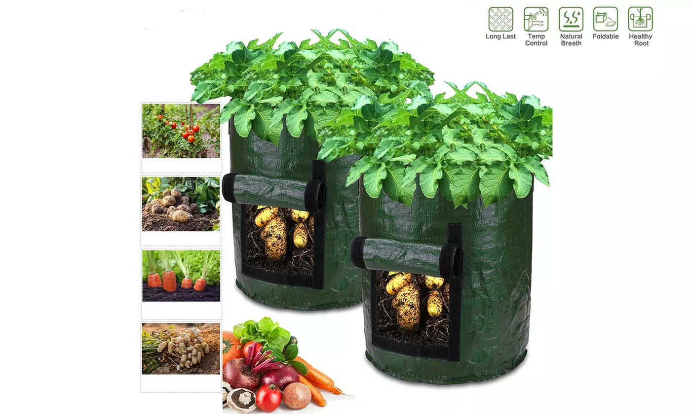 2-4 Pack DIY Potato Grow Planter PE Cloth Planting Container Bag Thicken Garden - Primary Image