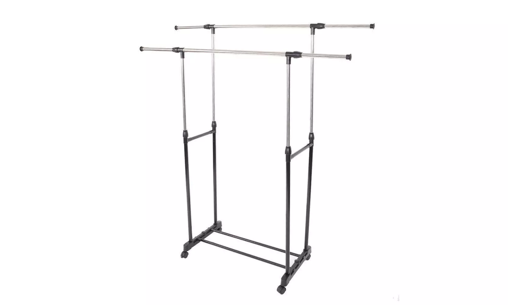 Single/Double Rail Stretching Stand Clothes Rack with Shoe Shelf - Primary Image